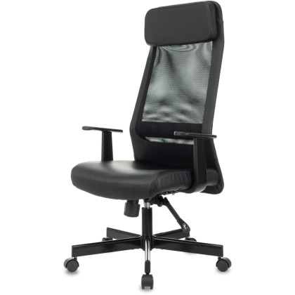 Кресло VB_EChair-651 TPU кожзам черный, сетка черая,металл