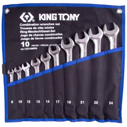 Набор ключей комбинированных, 8-24 мм,теторон,10пред.KING TONY 12D10MRN