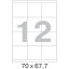 Этикетки самоклеящиеся 70х67.7мм/12шт.лист А4 п/глян (25л/уп)