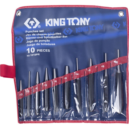 Набор выколоток, бородков, кернеров, 10 предметов, KING TONY (1010 PR)
