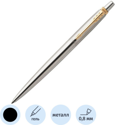 Ручка гелевая автоматическая PARKER Jotter Stainless Steel GT черный2020647