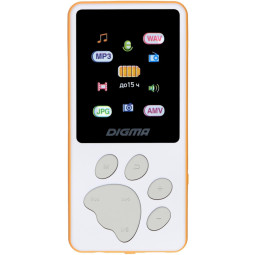 Плеер MP3 Digma S4 8Gb белый/оранжевый/1.8/FM/microSDHC