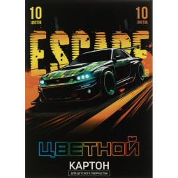 Картон цветной ПОБЕГ А4,10л,мел.картон с белым оборотом,200г/м² 69977