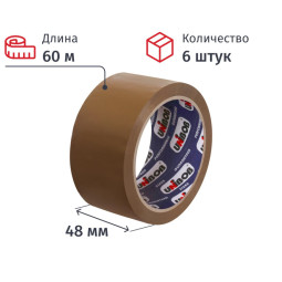 Клейкая лента упаковочная 48 мм х 60 м UNIBOB 60 мкм темная 6шт/уп