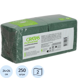 Салфетки бумажные Gratias 2сл 24х24 зеленые 250 шт/уп