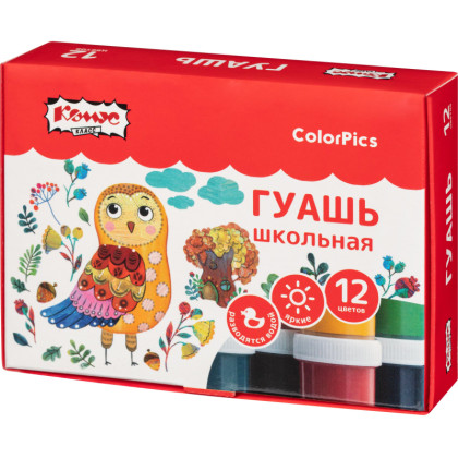 Гуашь №1 School Отличник 12 цв., 10 мл