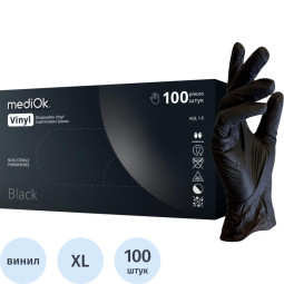 Перчатки виниловые одноразовые, н/о, черн. MediOk (XL), 50п/уп 4гр.,ПС