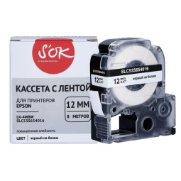 Картридж S&#039;OK C53S654016 (LK4WBW) цв.лент:бел.шрифт черн.12мм/8м повыш.клей