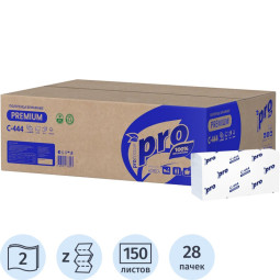 Полотенца бумажные Z слож PROtissue Instant 2сл 150л 28пач/уп С444