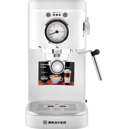 Кофеварка Brayer BR1106, 1100 Вт, 15 бар,встроен. Тер. капуч, эспрес, латте