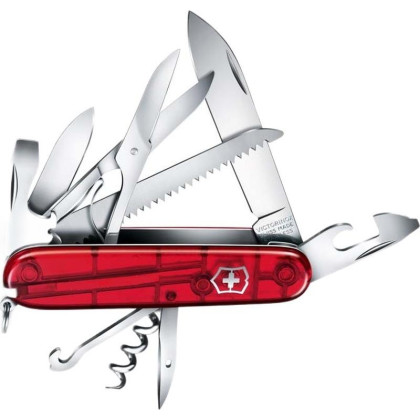 Нож Victorinox Huntsman, 91 мм, 15 функций, полупрозрачный красный,1.3713.T
