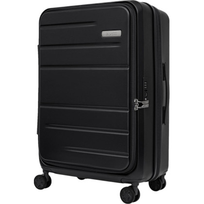 Чемодан 4-х колесный 100% поликарбонат, FABRETTI,45X67X28,черн,EN1030-24-2