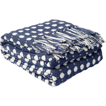 Покрывало из хлопка Polka dots темно-синего цвета Essential, 230х250 см